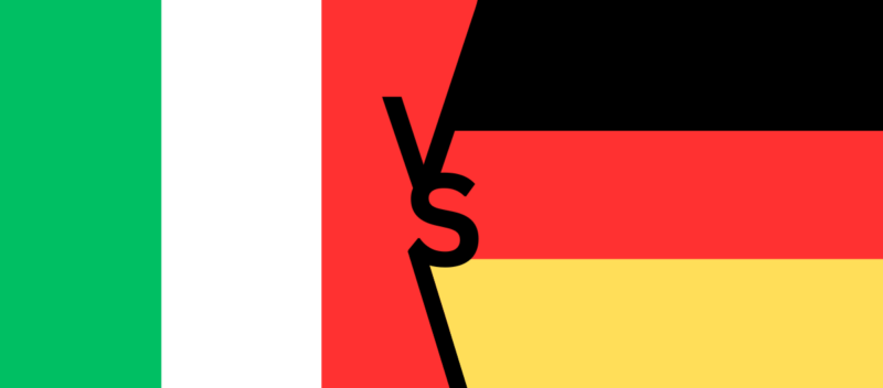 Italian and German flag divided by V and S